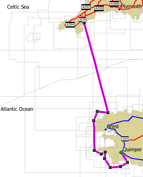 Mapa de Falmouth a Saint Marine