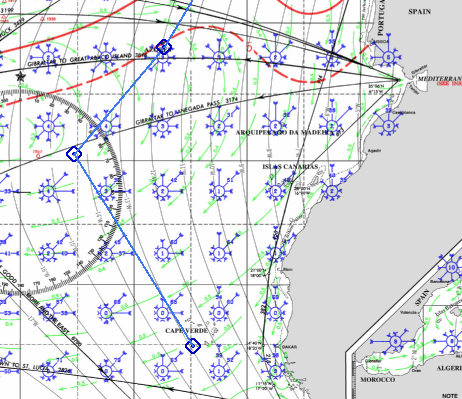 carta meteorológica del Atlántico Norte