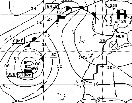 Previsión de la tormenta Alex jorobando los alisios de Enero