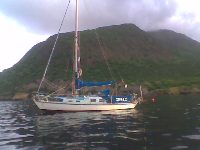 xebec fondeado en Tarrafal de Santiago