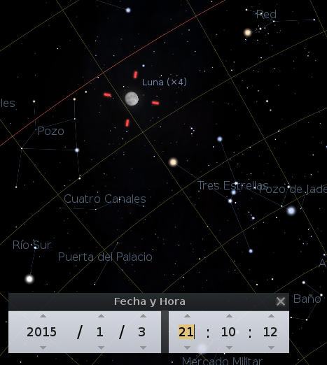 fragmento do céu noturno da noite do 3 de Janeiro de 2015