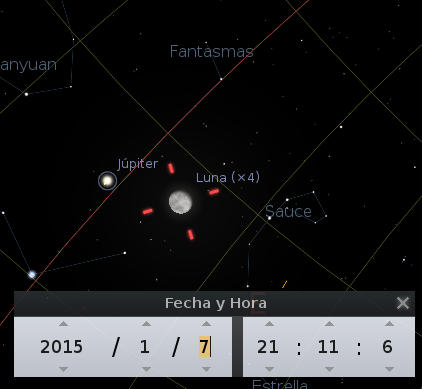 fragmento de cielo nocturno de la noche del 7 de enero de 2015