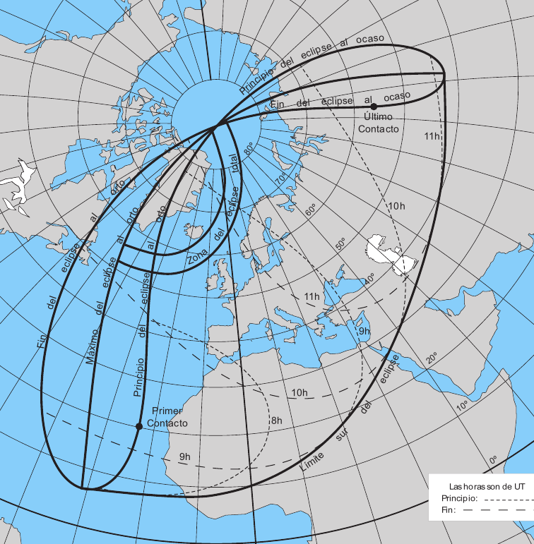 área do eclipse de 20 de março de 2015