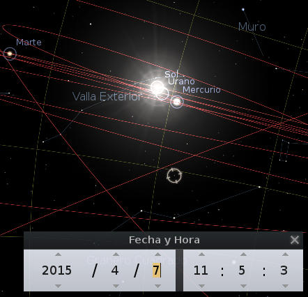 O céu durante a conjunção de Urano em Abril de 2015