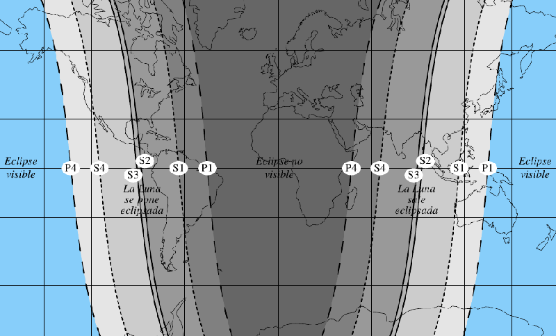 Map of the lunar eclipse of April 4, 2015