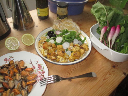 Mejillones con castañas estilo azoriano