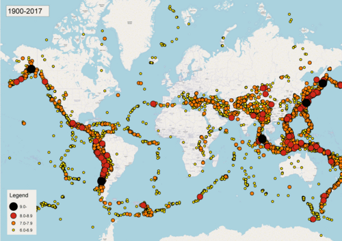 Terremotos entre 1900 y 2017