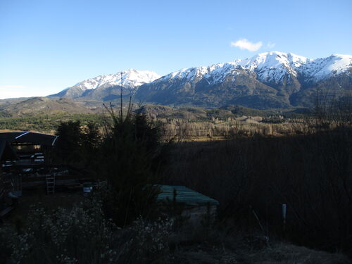 El Valle de Epuyén visto desde el restaurante El Balcón al atardecer