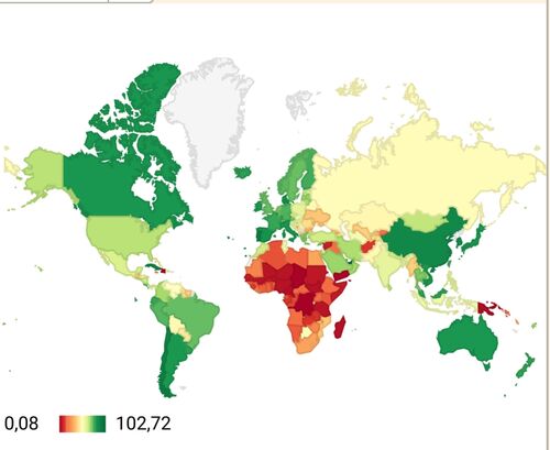 Mapa mundial de vacunados de Covid en marzo de 2022