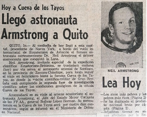 Neil Armstrong también exploró la cueva de los Tayos