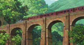 tren sobre viaducto en Japón, comienzos del siglo XX