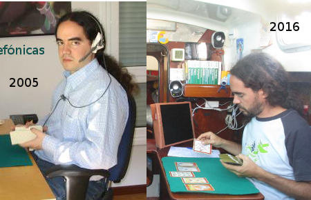 Nacho atendiendo consultas en 2005 y 2016