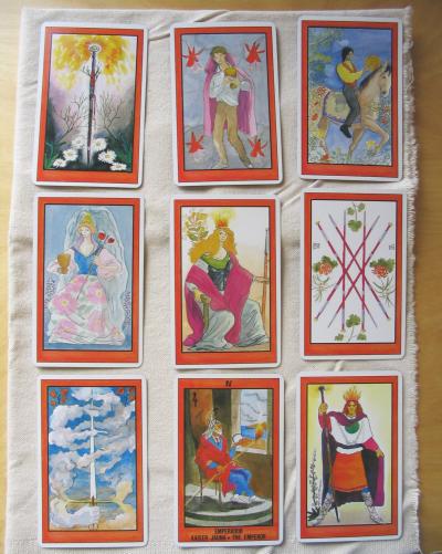 Ejemplo de tirada del tarot de 9 cartas