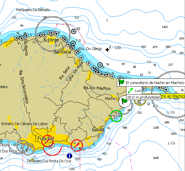 Mapa donde se ve la situación de mi consultorio de Tarot en Machico en relación con la Isla de Madeira, el aeropuerto y Funchal