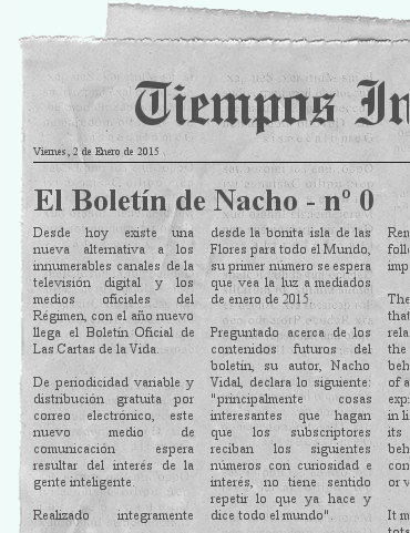 Recorte de periódico con noticia del lanzamiento del Boletín de Las Cartas de la Vida